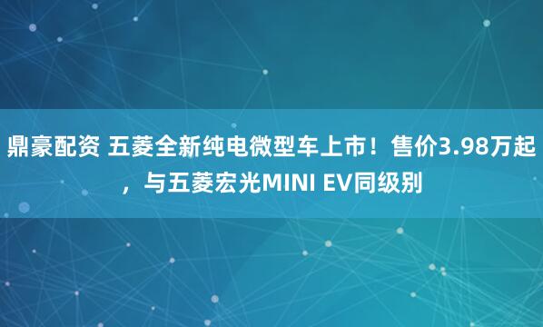 鼎豪配资 五菱全新纯电微型车上市！售价3.98万起，与五菱宏光MINI EV同级别