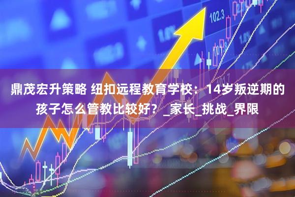 鼎茂宏升策略 纽扣远程教育学校：14岁叛逆期的孩子怎么管教比较好？_家长_挑战_界限